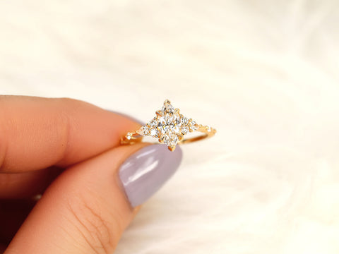0.92ct Astrid 14kt Gold Diamond Marquise Cluster Ring - Rosados Box
