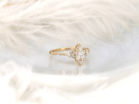 0.92ct Astrid 14kt Gold Diamond Marquise Cluster Ring - Rosados Box