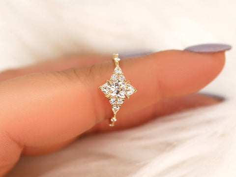 0.92ct Astrid 14kt Gold Diamond Marquise Cluster Ring - Rosados Box