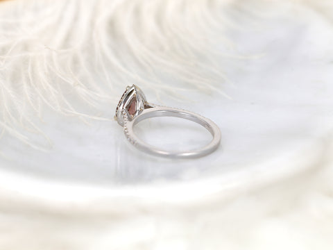 1.01ct Tabitha 14kt White Gold Rustic Wine Sapphire Diamonds Pear Halo Ring - Rosados Box