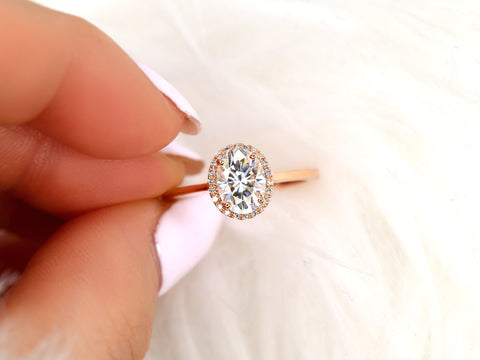 1.50ct Celeste 8x6mm 14kt Moissanite Diamonds Pave Oval Halo Ring