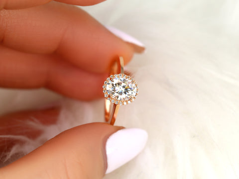 1.50ct Celeste 8x6mm 14kt Moissanite Diamond Dainty Oval Halo Ring