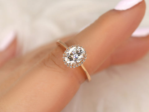 1.50ct Celeste 8x6mm 14kt Moissanite Diamonds Pave Oval Halo Ring