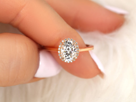 1.50ct Celeste 8x6mm 14kt Moissanite Diamonds Pave Oval Halo Ring