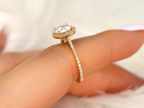 1.50ct Kimberly 7.5mm 14kt Gold Moissanite Diamond Round Halo Ring