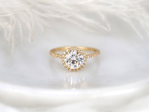 1.50ct Kimberly 7.5mm 14kt Moissanite Diamond Round Halo Ring