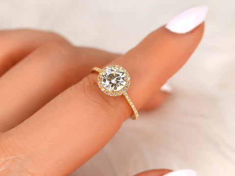 1.50ct Kimberly 7.5mm 14kt Moissanite Diamond Round Halo Ring