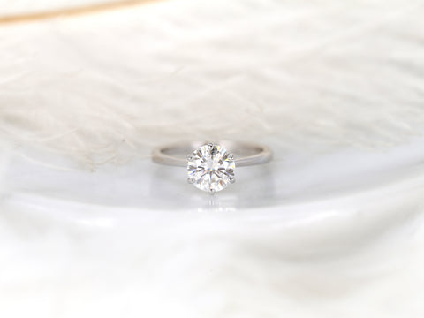 1.50ct Skinny Wendy 7.5mm 14kt Moissanite 6 Prong Round Solitaire Ring - Rosados Box