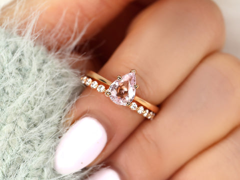 1.56ct Skinny Jane & Petite Naomi Icy Blush Champagne Sapphire Diamonds Pear Solitaire Unique Bridal Set