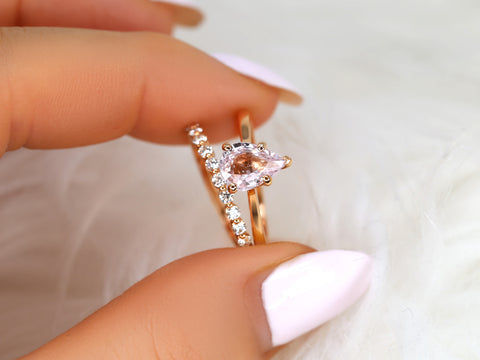 1.56ct Skinny Jane & Petite Naomi Icy Blush Champagne Sapphire Diamonds Pear Solitaire Unique Bridal Set
