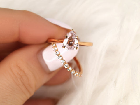1.56ct Skinny Jane & Petite Naomi Icy Blush Champagne Sapphire Diamonds Pear Solitaire Unique Bridal Set