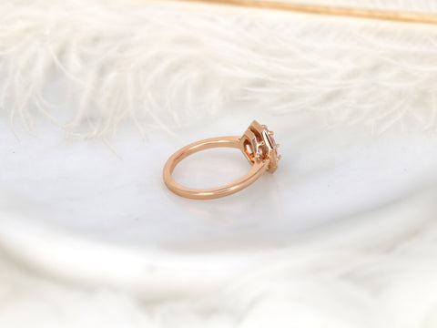 1.59ct Ready to Ship Winona 14kt Rose Gold Peach Champagne Sapphire Art Deco Halo Engagement Ring - Rosados Box