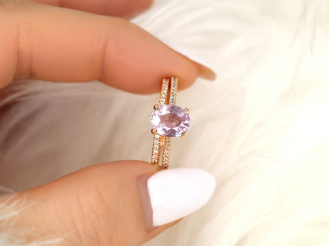 1.65ct Blake 14kt Rose Gold Frosty Blush Champagne Sapphire Diamond Oval Bridal Set