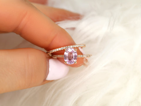 1.65ct Blake 14kt Rose Gold Frosty Blush Champagne Sapphire Diamond Oval Bridal Set
