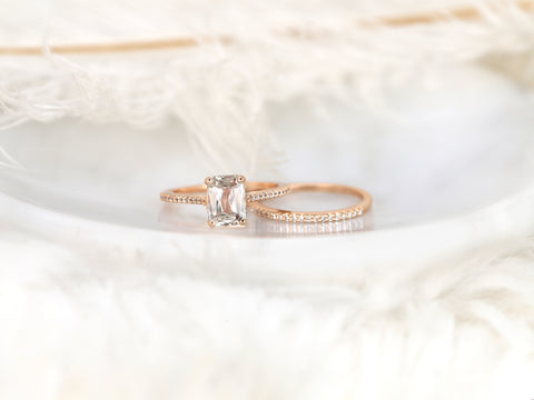 1.78ct Blake 14kt Rose Gold Radiant Peach Rose Sapphire Diamond Oval Solitaire Bridal Set - Rosados Box