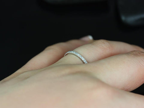 14kt White Gold Matching Band to Sofia 8mm Pave Diamonds ALMOST Eternity Ring - Rosados Box