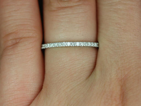 14kt White Gold Matching Band to Sofia 8mm Pave Diamonds ALMOST Eternity Ring - Rosados Box
