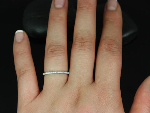 14kt White Gold Matching Band to Sofia 8mm Pave Diamonds ALMOST Eternity Ring - Rosados Box