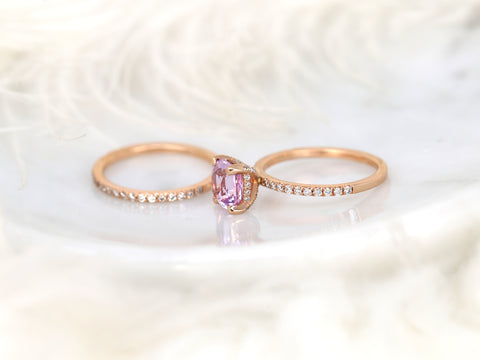 2.10ct Heidi 14kt Dusky Rose Spinel Diamond Cushion Bridal Set - Rosados Box