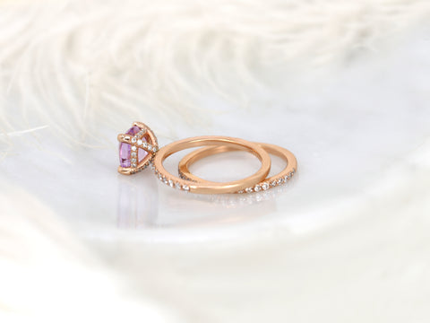 2.10ct Heidi 14kt Dusky Rose Spinel Diamond Cushion Bridal Set - Rosados Box