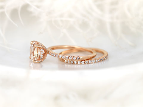 2.62ct Heidi 14kt Honey Champagne Sapphire Diamond Dainty Hidden Pave Bridal Set - Rosados Box