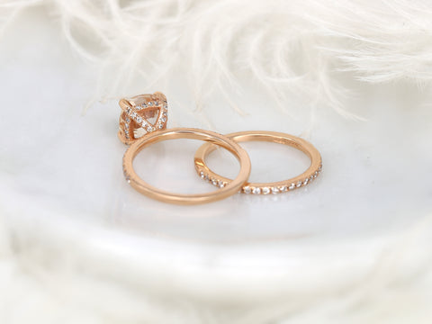 2.62ct Heidi 14kt Honey Champagne Sapphire Diamond Dainty Hidden Pave Bridal Set - Rosados Box