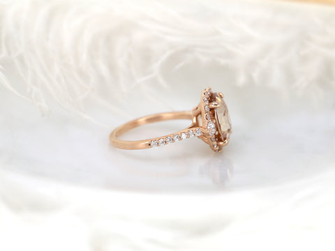 6.53cts Ready to Ship Bridgette 14kt Rose Gold Cognac Champagne Zircon Diamonds Unique Oval Halo Ring - Rosados Box