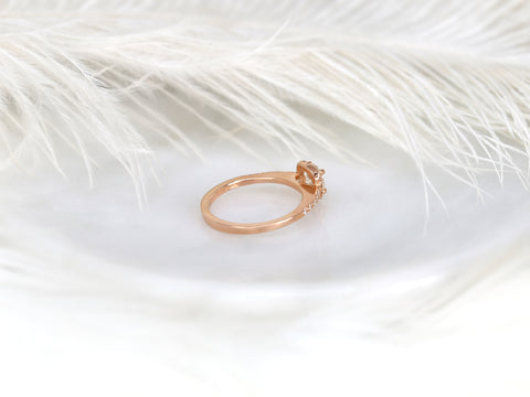 0.50ct Barra 5mm 14kt Moissanite Diamond Cushion Halo Ring - Rosados Box