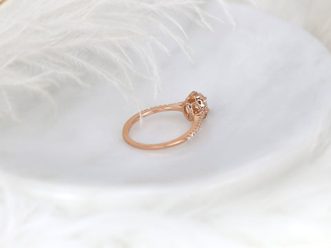 0.50ct Bridgette 6x4mm 14kt Moissanite Diamond Unique Oval Halo Ring - Rosados Box