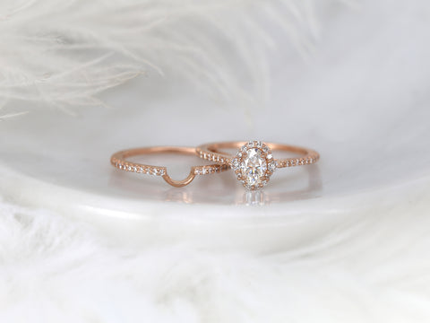 14kt Matching Band to 6x4mm Bridgette/Britney Diamond HALFWAY Eternity Ring - Rosados Box
