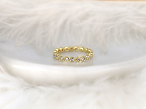Bubbles 2.8mm 14kt Gold Diamonds Bezel WITHOUT Milgrain ALMOST Eternity Ring - Rosados Box