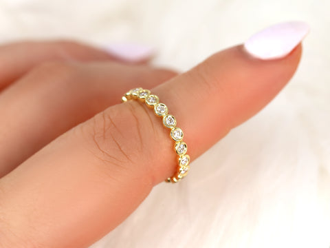 Bubbles Original 2.8mm 14kt Gold Diamonds Bezel WITHOUT Milgrain ALMOST Eternity Ring - Rosados Box