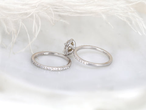 1ct Callie 6.5mm 14kt Moissanite Diamonds Round Halo Bridal Set - Rosados Box