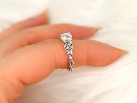 0.75cts Cassidy 6mm 14kt Gold Moissanite Celtic Love Knot Triquetra Round Solitaire Ring - Rosados Box