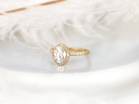 1.50ct Chantelle 8x6mm 14kt Gold Moissanite Diamond Oval Halo Ring - Rosados Box