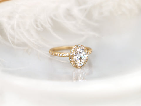 1.50ct Chantelle 8x6mm 14kt Gold Moissanite Diamond Oval Halo Ring - Rosados Box