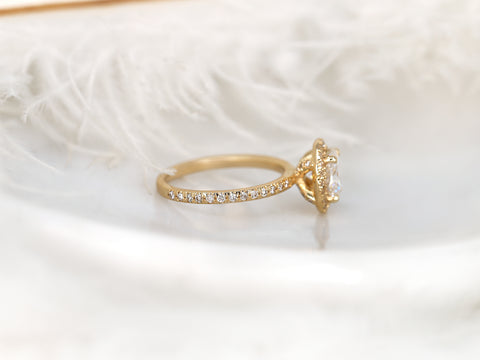 1.50ct Chantelle 8x6mm 14kt Gold Moissanite Diamond Oval Halo Ring - Rosados Box