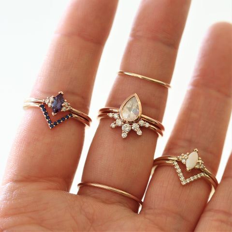 Rainbow Wire 1mm 14kt Gold Ultra Thin Stacking Ring - Rosados Box