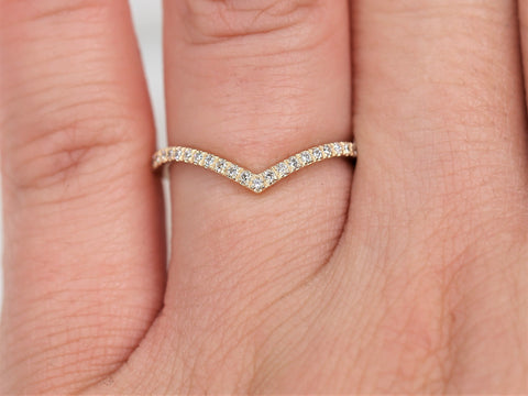 Chevy 2.0 14kt Gold Pave Diamond Chevron Nesting Ring - Rosados Box