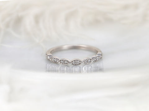 Christie 14kt Leaves WITHOUT Milgrain Diamonds HALFWAY Eternity Ring - Rosados Box