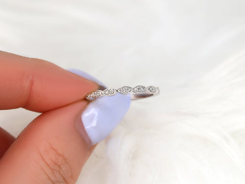 Christie 14kt Leaves WITHOUT Milgrain Diamonds HALFWAY Eternity Ring - Rosados Box