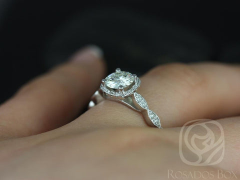 3/4ct Christie 14kt Gold Diamond WITH Milgrain Vintage Cushion Halo Ring - Rosados Box