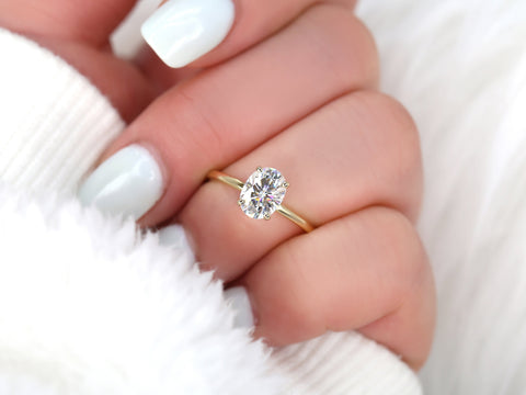 1.50ct Dakota 8x6mm 14kt Gold Moissanite Minimalist Oval Solitaire Ring - Rosados Box