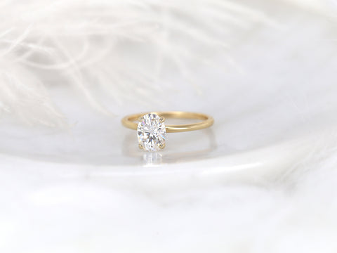 1.50ct Dakota 8x6mm 14kt Gold Moissanite Minimalist Oval Solitaire Ring - Rosados Box