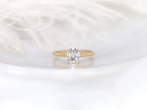 1.50ct Dakota 8x6mm 14kt Gold Moissanite Minimalist Oval Solitaire Ring - Rosados Box