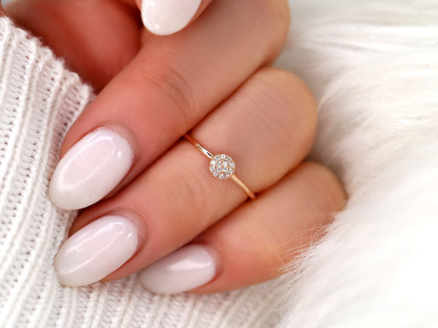 Diskco 14kt Diamond Pave Disk Ring - Rosados Box