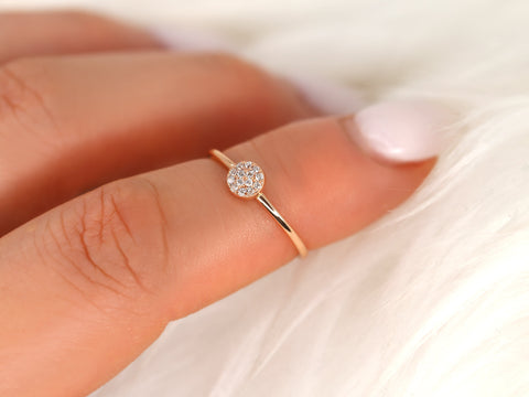 Diskco 14kt Rose Gold Diamond Pave Disk Ring - Rosados Box