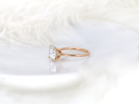 3.50ct Elenora 10mm 14kt Gold Moissanite Talon Prong Dainty Round Solitaire Ring - Rosados Box