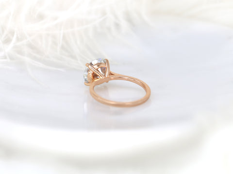 3.50ct Elenora 10mm 14kt Gold Moissanite Talon Prong Dainty Round Solitaire Ring - Rosados Box