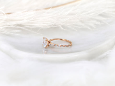2.70ct Eloise 9mm 14kt Gold Moissanite Diamond Round Solitaire Accent Ring - Rosados Box